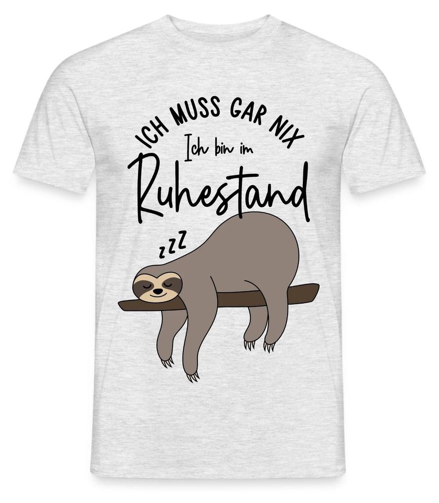 Spreadshirt Ruhestand | Faultier Ich Muss Gar Nix | Ich Bin Im Ruhestand Männer T-Shirt, L, Grau meliert