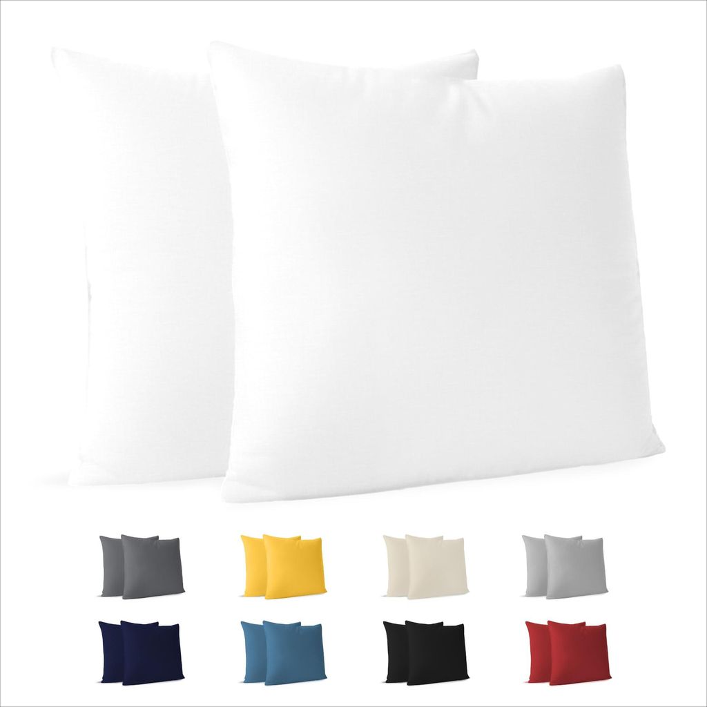 Kissenbezug 60 x 60 cm (2er-Set) – 100 % Jersey-Baumwolle, 150 g/m² – Weiß – Für Kissen der Größe 60 x 60 cm – Kissenbezug – Nachhal...