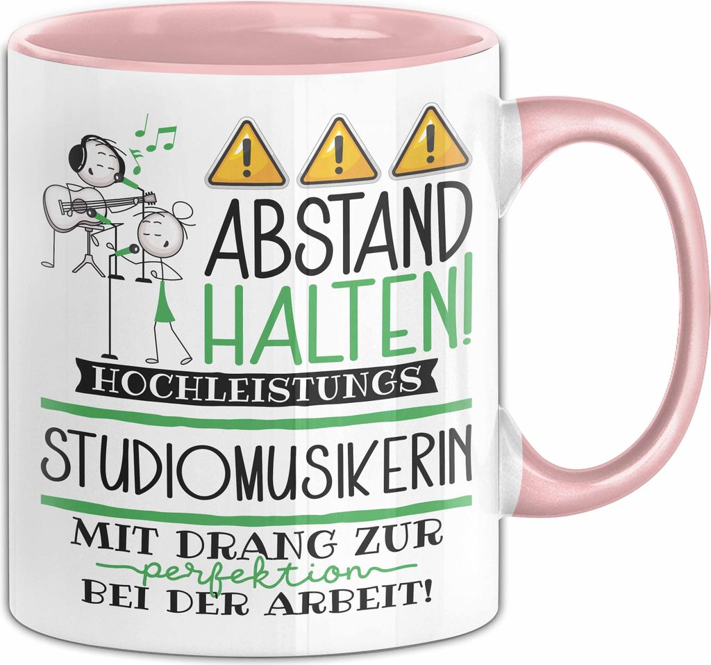 Studiomusikerin Tasse Geschenk Lustig Abstand Halten Hochleistungs-Studiomusikerin Mit Drang Zur Perfektion Bei Der Arbeit (Rosa)
