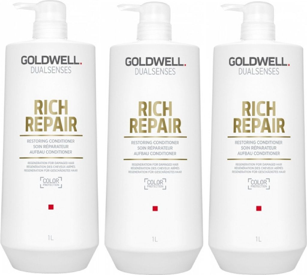 Goldwell | Conditioner Dualsenses Rich Repair - 3x1000ml - Regeneration - Seidige Haare - Schutz