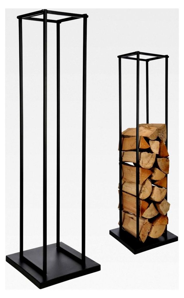 Metall Kaminholzhalter schwarz - Kamin Holzständer 117 x 40 x 40 cm - Feuerholzregal
