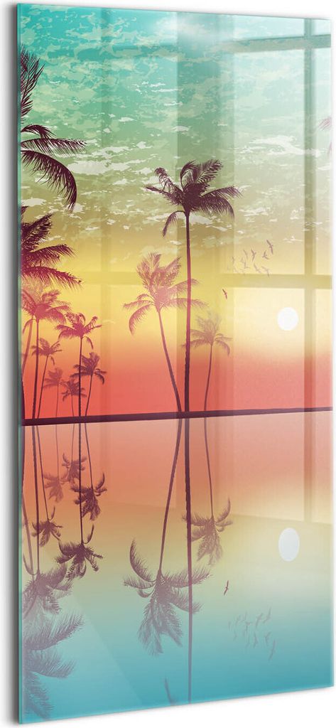 Designer Glasbild - Wandbild - Glas Bild - 60x120 cm - Tropische Palmen