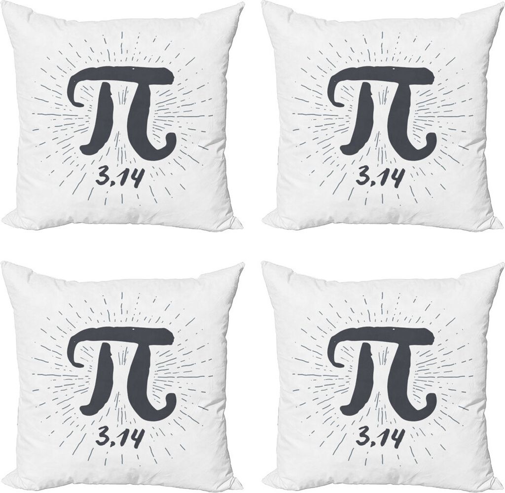 ABAKUHAUS Pi Kissenbezug Set (4 Stück), Schmutz-Entwurf Anzahl Zeilen, Moderner Doppelseitiger Digitaldruck, 60 cm x 60 cm, Coconut Dark Blue Grey