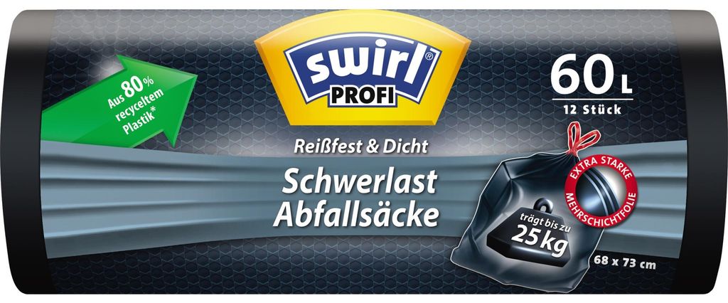 swirl 4008871216007 Profi Schwerlast-Abfallsack schwarz 60 Immagine del prodotto 