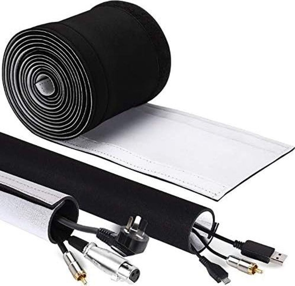GeeRic 4M Kabelschlauch Neopren Kabelkanal mit einstellbarem Durchmesser für Kabelmanagement, Neopren Flexibler und wiederverwendbarer mit Klettve...