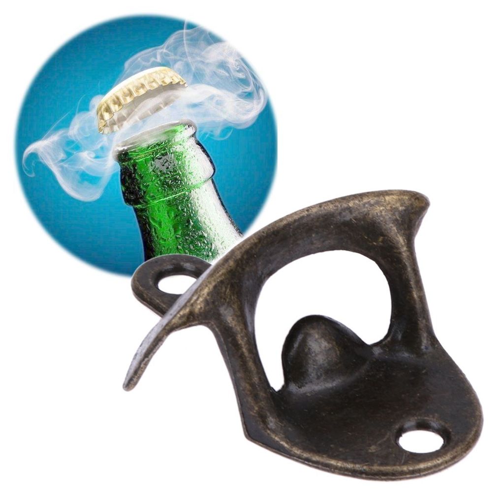 2er Set Wandflaschenöffner Flaschenöffner Kapselheber Bier Wein Öffner Antik , Farbe:Antike Bronze