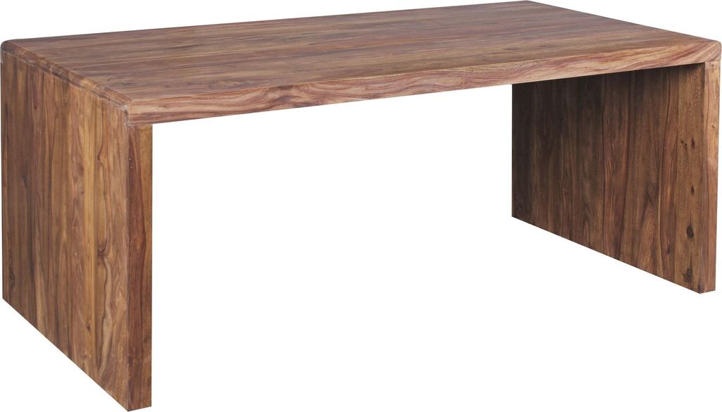 WOHNLING Schreibtisch BOHA Massiv-Holz Sheesham Computertisch 180 cm breit Echtholz Design Ablage Büro-Tisch Landhaus-Stil