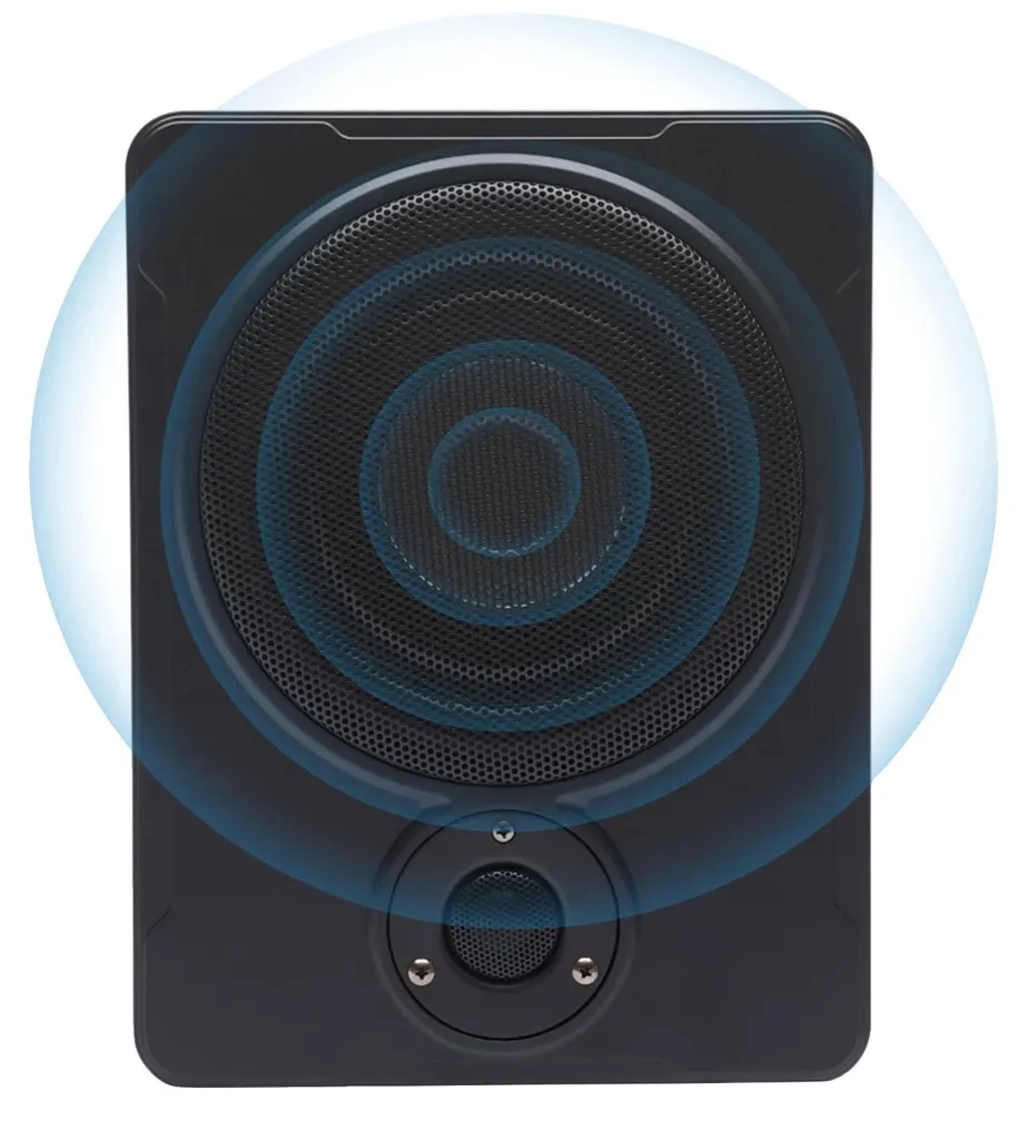 Subwoofer Actif 8 Pouces Extra Plat - Caisson de Basses Sous Siège Auto