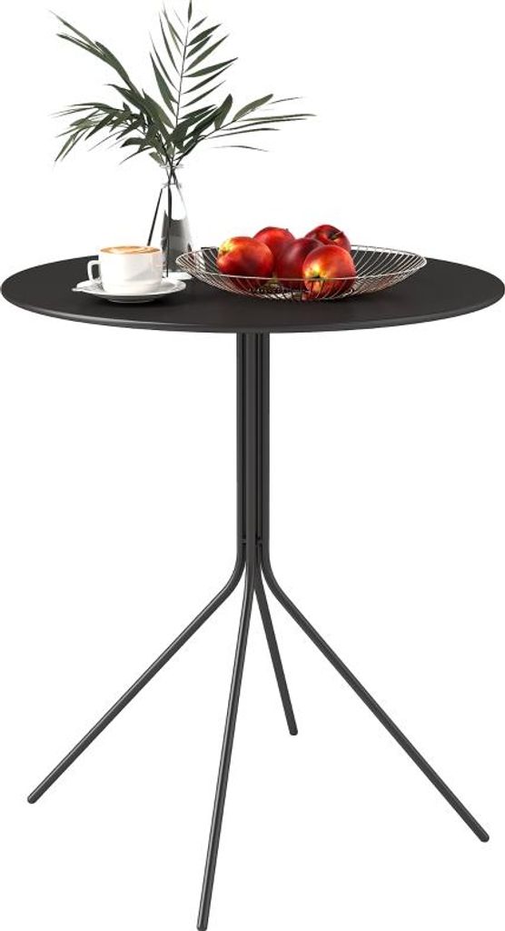 Fortuna Lai Gartentisch klappbar Ø60 x 71 cm, Wetterfest Balkontisch aus Stahl, Rund Beistelltisch mit Fußpolster, Esstisch Outdoor, Campingtisch...