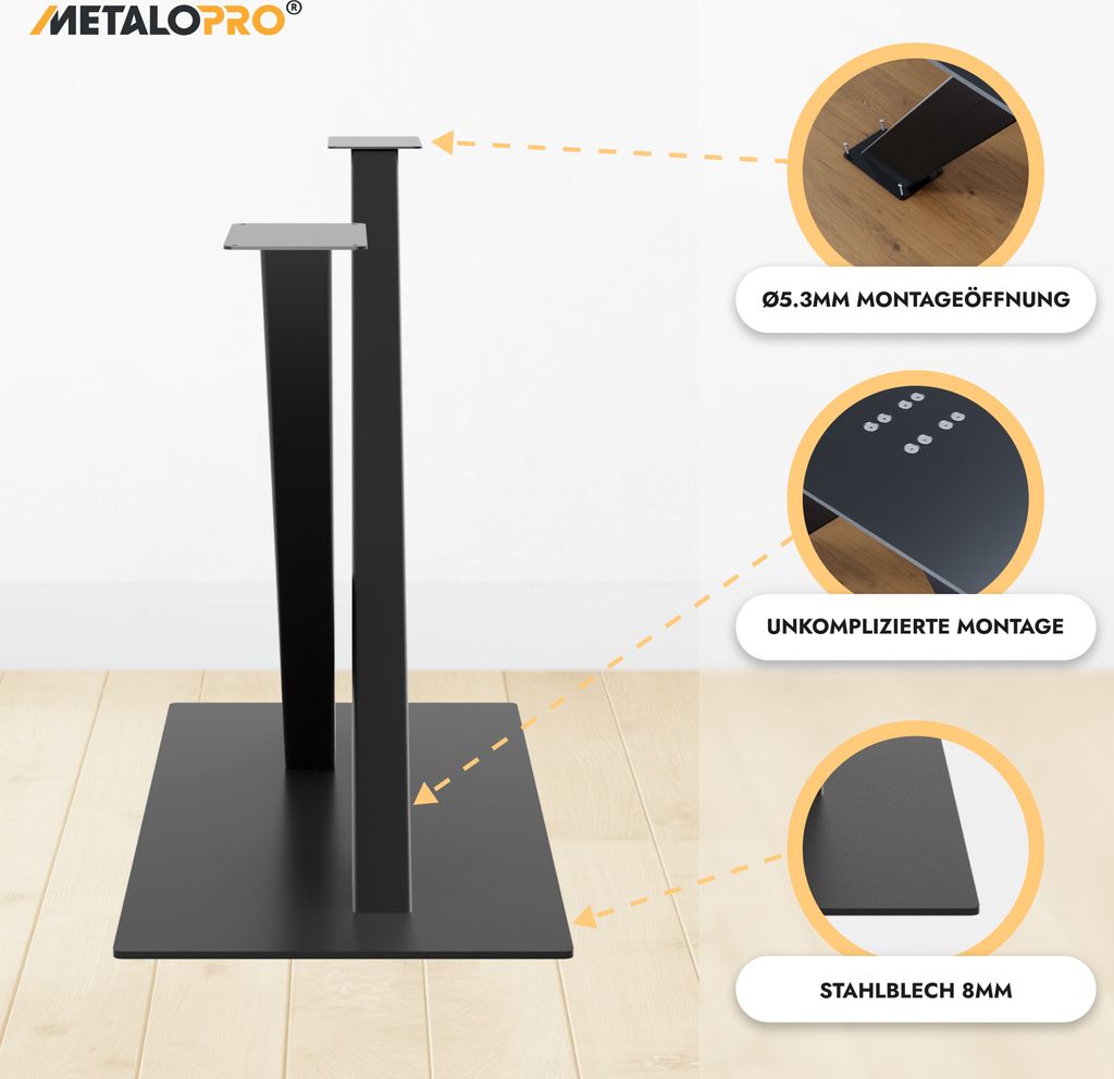 Pied de table MetaloPro X-Frame, pieds de table métalliques Image du produit 