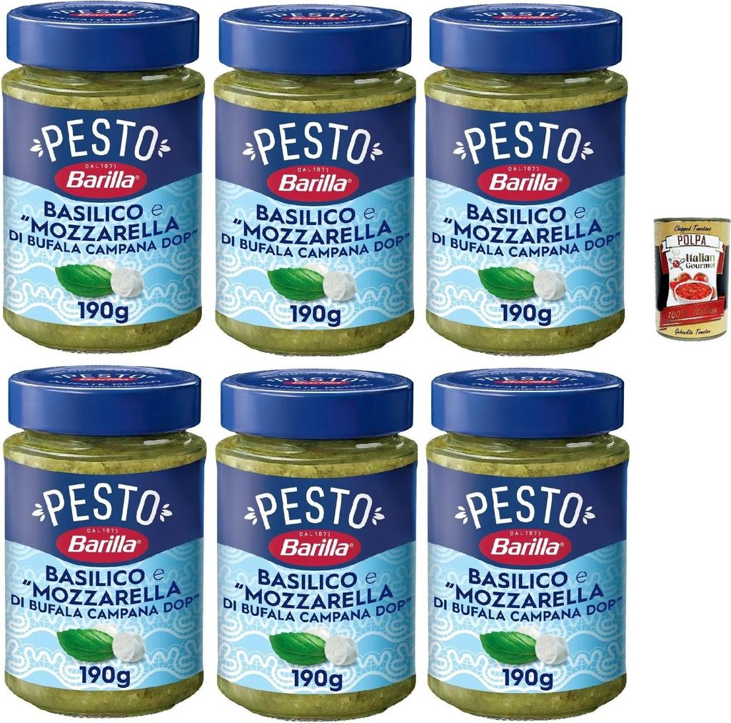 Barilla Pesto Basilico e Mozzarella di Bufala Campana DOP, Produktbild 