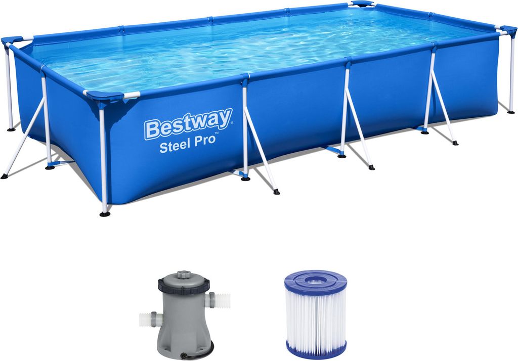 Bestway Frame Pool 400x211x81cm Set Swimming Familien Aufstellpool