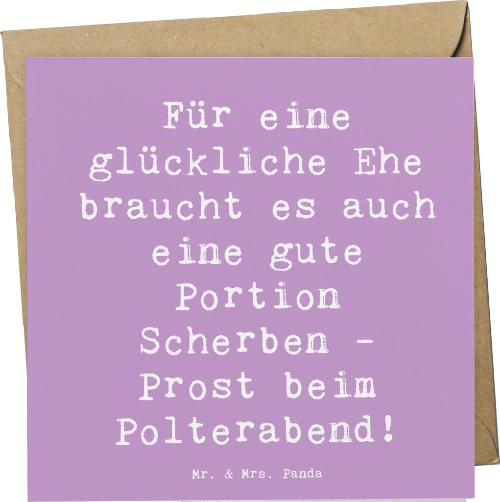 Mr. & Mrs. Panda Grußkarte Spruch Scherben Polterabend - Lavendeltraum - Geschenk, doppelkarte, Sprüche zur Hochzeit, Heirat, Humor, anlasskarte,...