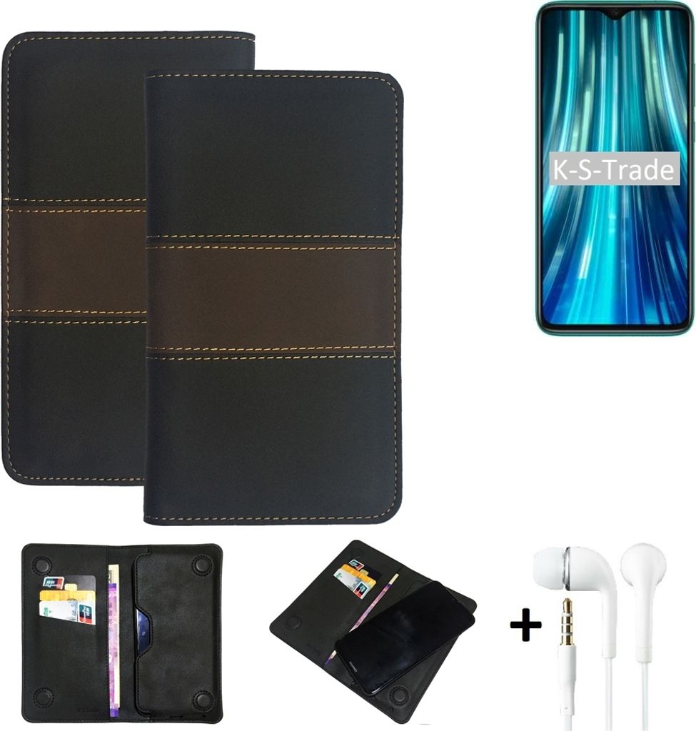 K-S-Trade Handyhülle + Kopfhörer kompatibel mit Xiaomi Redmi Note 8 Pro Schutzhülle Walletcase Bookstyle Tasche Schutz Case Hülle Wallet Cover
