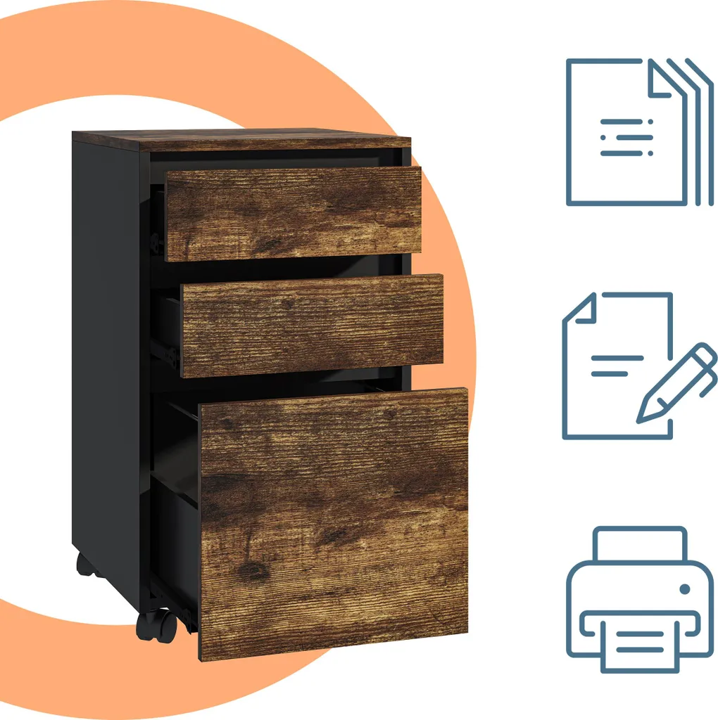 piedistallo mobile relaxdays con 3 cassetti - 5