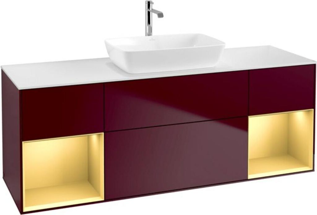 V&B Waschtischunterschrank Finion 160cm, Pl wh. m, Reg gol m Lac, Peo m