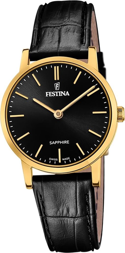 Festina Damen Uhr Swiss Lederarmband schwarz D2UF20017/3