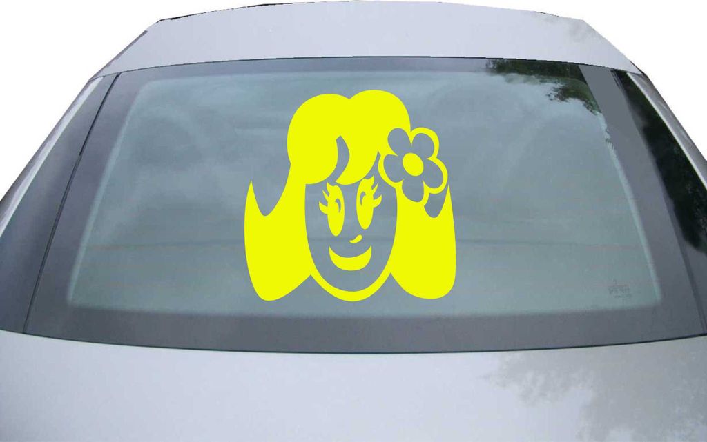 Indigos UG - Aufkleber Heckscheibe & Motorklappe DE6357 - neongelb - 600x599 mm - Cute Baby Girl - Auto Scheiben Fenster Heckklappe Tuning Racing J...