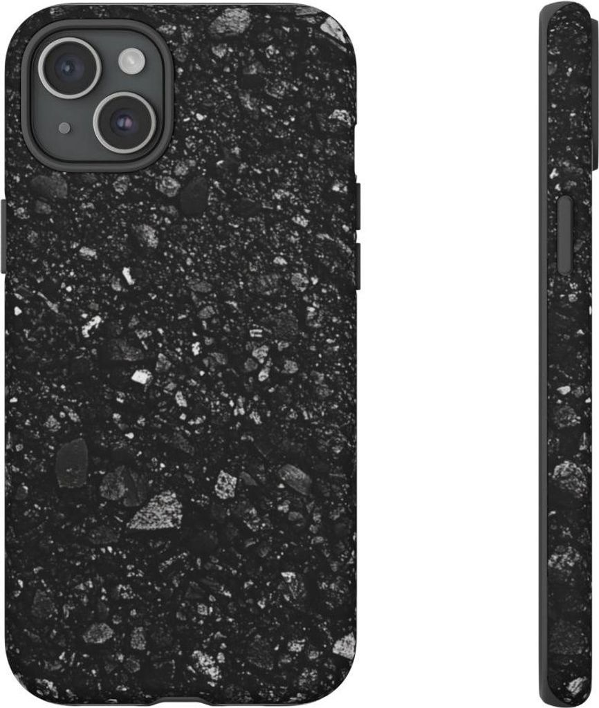 Schwarze Asphaltstruktur – Handyhülle Kompatibel mit iPhone 15 Plus