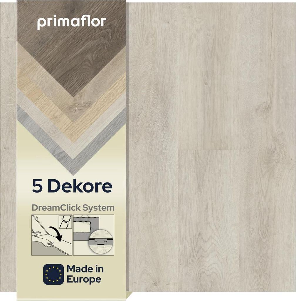 Primaflor Vinyldiele LIVE - Eiche weiß - 10 Dielen je 132,6x20,4cm (2,705 m²) - Hochwertiger Vinylboden mit Klicksystem - Wasserabweisendes Klick...