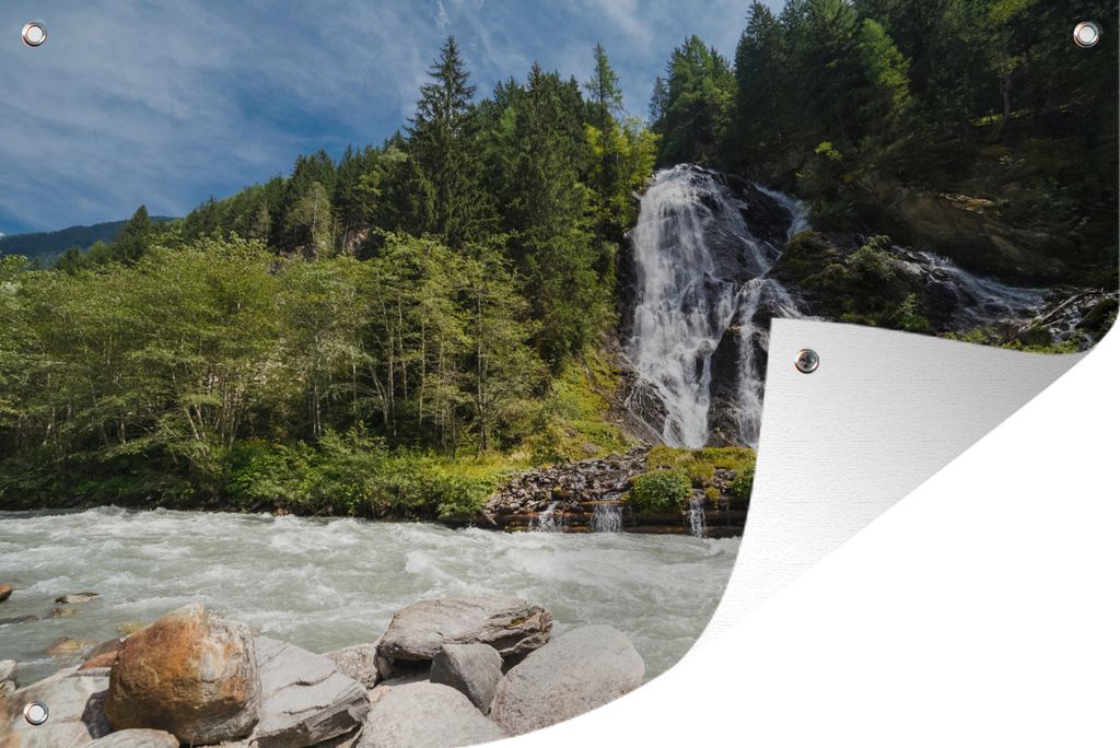 MuchoWow 60x40 cm Outdoor-Poster Gartendeko Sichtschutz Garten Poster für den Garten Wasserfall am Großglockner in Österreich