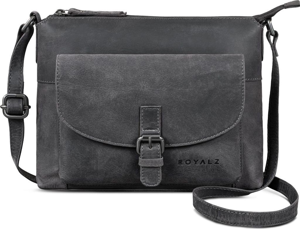ROYALZ "Maine" moderne Vintage Damenhandtasche Leder klein - Echtleder Umhängetasche Damen Handtasche als Crossbody Bag oder Schultertasche für F...