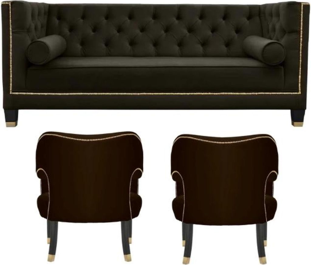 Chesterfield Sessel Schwarze xxl Big Textil Stoff Couchen Möbel Polster Garnitur