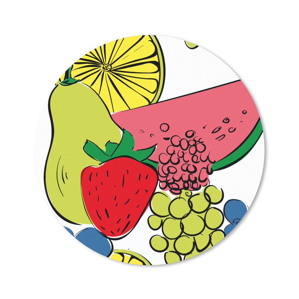 MuchoWow Mauspad Mousepad Obst - Cartoon - Muster 20x20 cm - Mousepads - Maus Mat - Pad - Mausunterlage - Schreibtischmatte