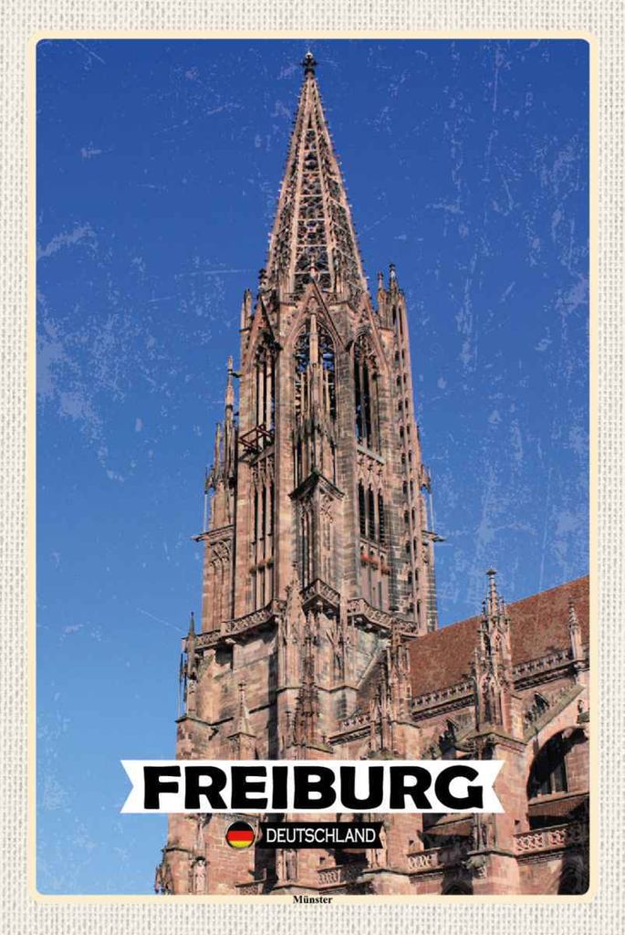vianmo Holzschild 30x20 cm Freiburg Deutschland Münster Trip Bildmotiv Reisemotiv Abenteuer Reisen
