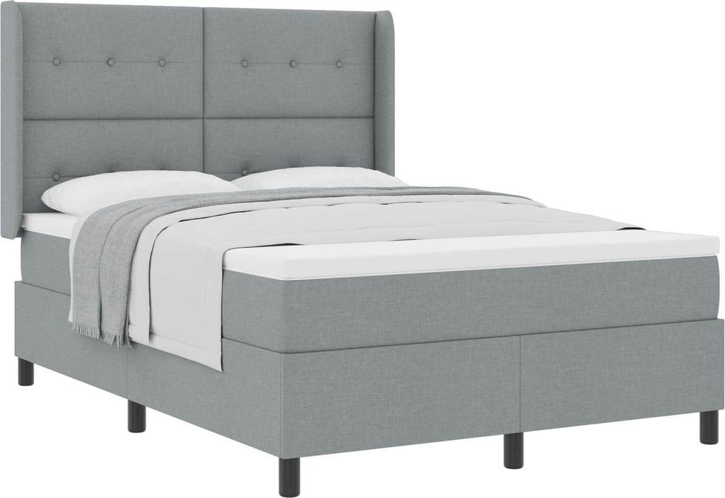 Boxspringbett mit Matratze Hellgrau 190 x 140 cm Stoff