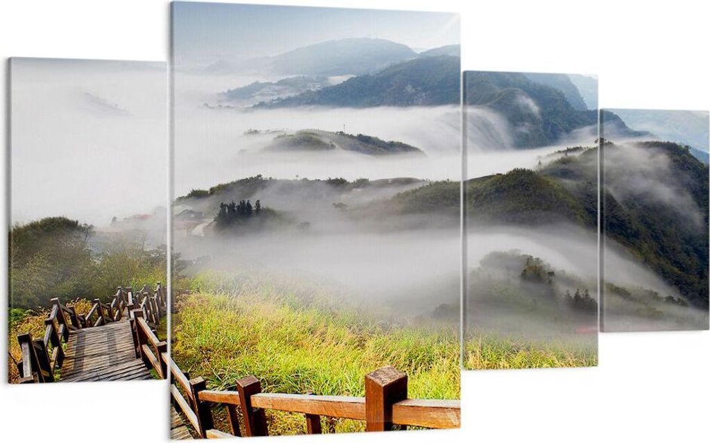 Bild auf Leinwand - Leinwandbild - Asien schönheit berg landschaft - 160x90cm - Wand Bild - Wanddeko - Leinwanddruck - Bilder - Kunstdruck - Leinw...
