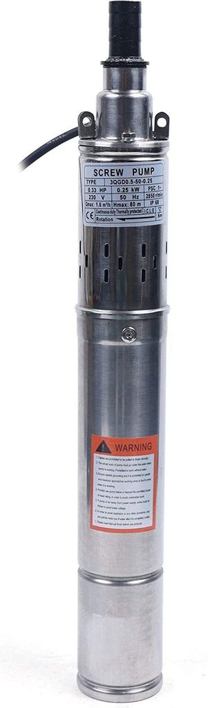 Brunnenpumpe Schraubenpumpe 3 Zoll 250W 1600 L/H Flussrate Tiefbrunnenpumpe 20M Kabel Edelstahl Deep Well Pumpa Max. Förderhöhe 80M