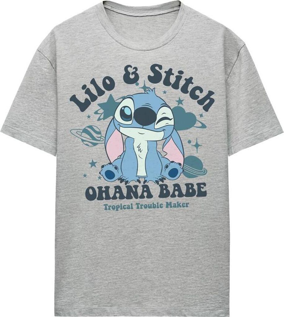 Lilo & Stitch - "Ohana Babe" T-Shirt für Damen TV19824 (XXL) (Grau meliert)