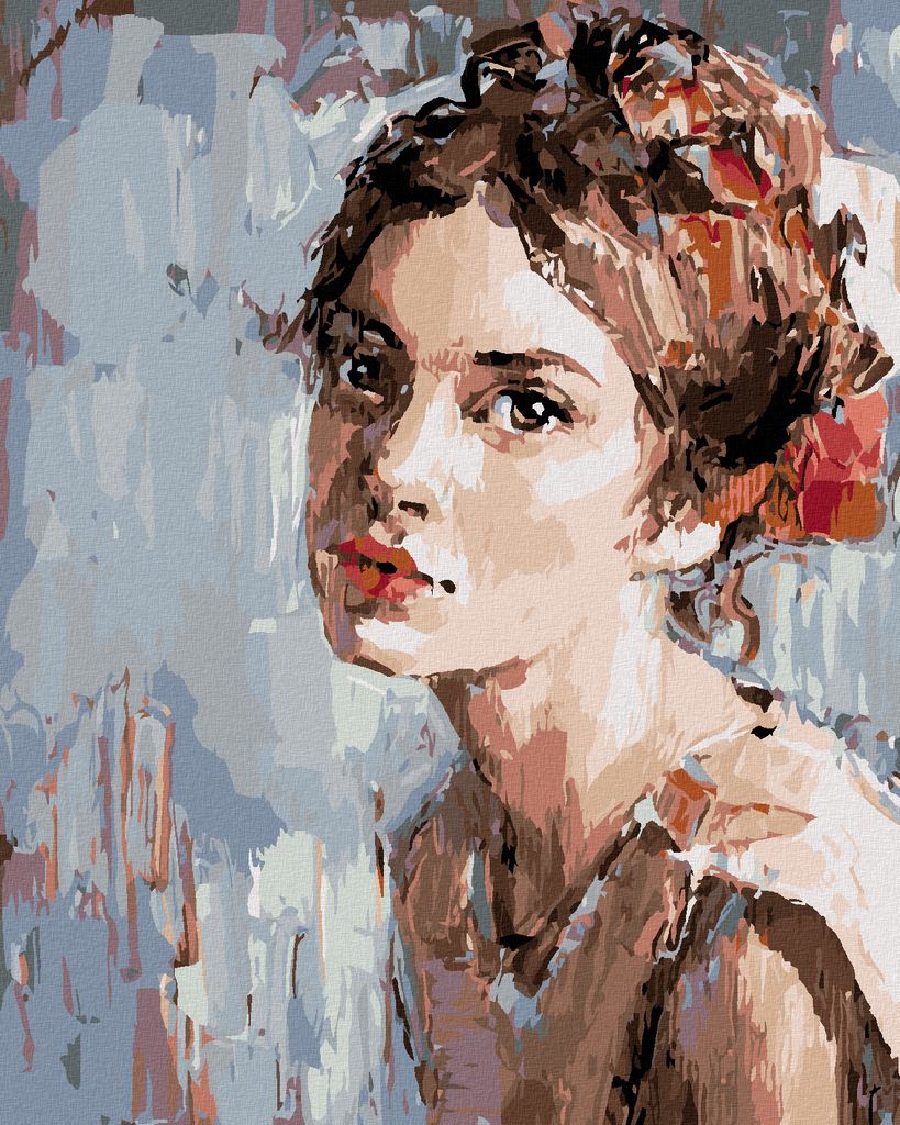 Zuty - Malen nach Zahlen - GEHEIMNISVOLLE GEMALTE FRAU, 40x50 cm, ohne Keilrahmen