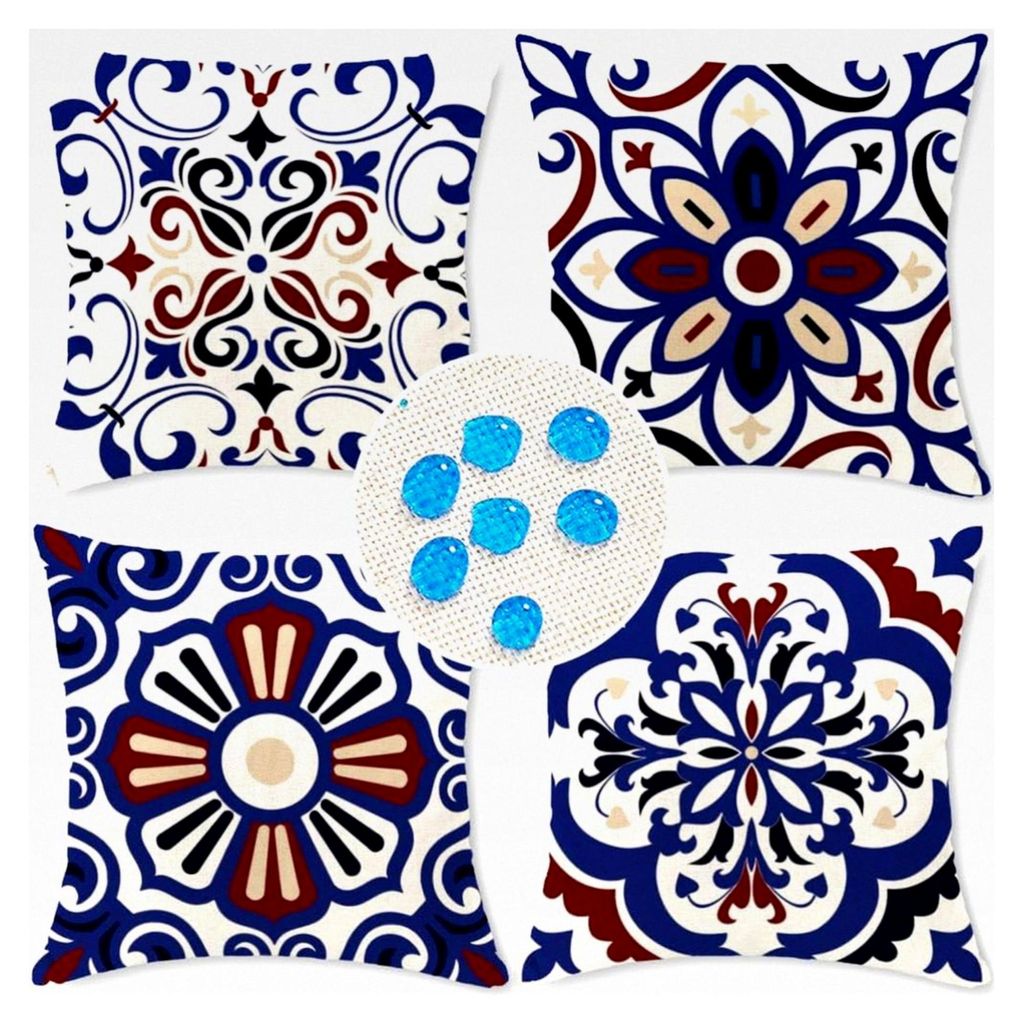 Outdoor Kissen 4er Set Kissenbezug 45x45 für Deko im Wohnzimmer, Garten, Balkon
