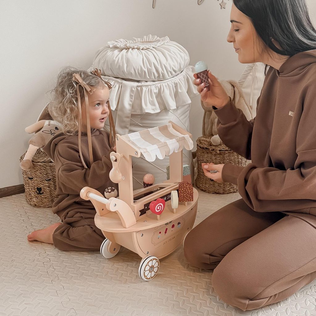 Gelateria in legno per bambini - carrello su ruote con Immagine del prodotto 