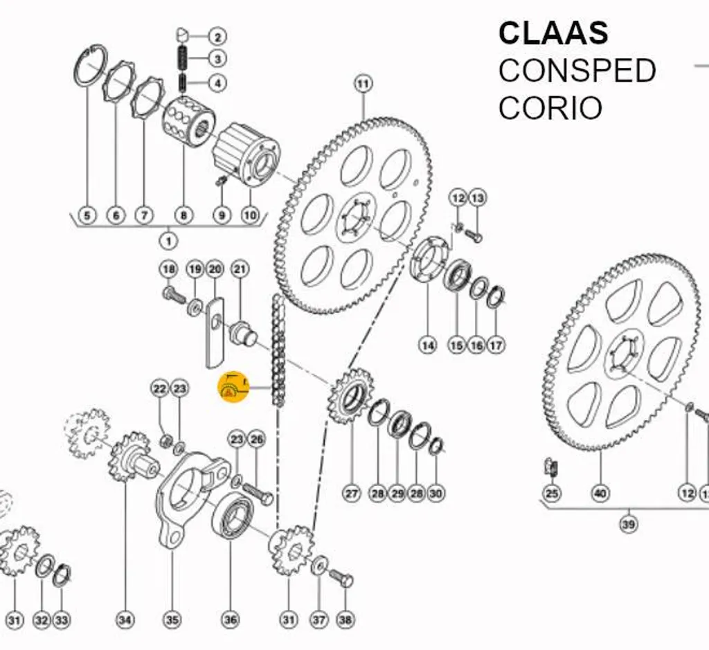 Chaîne de transmission agricole 96 maillons 9951150 compatible Claas