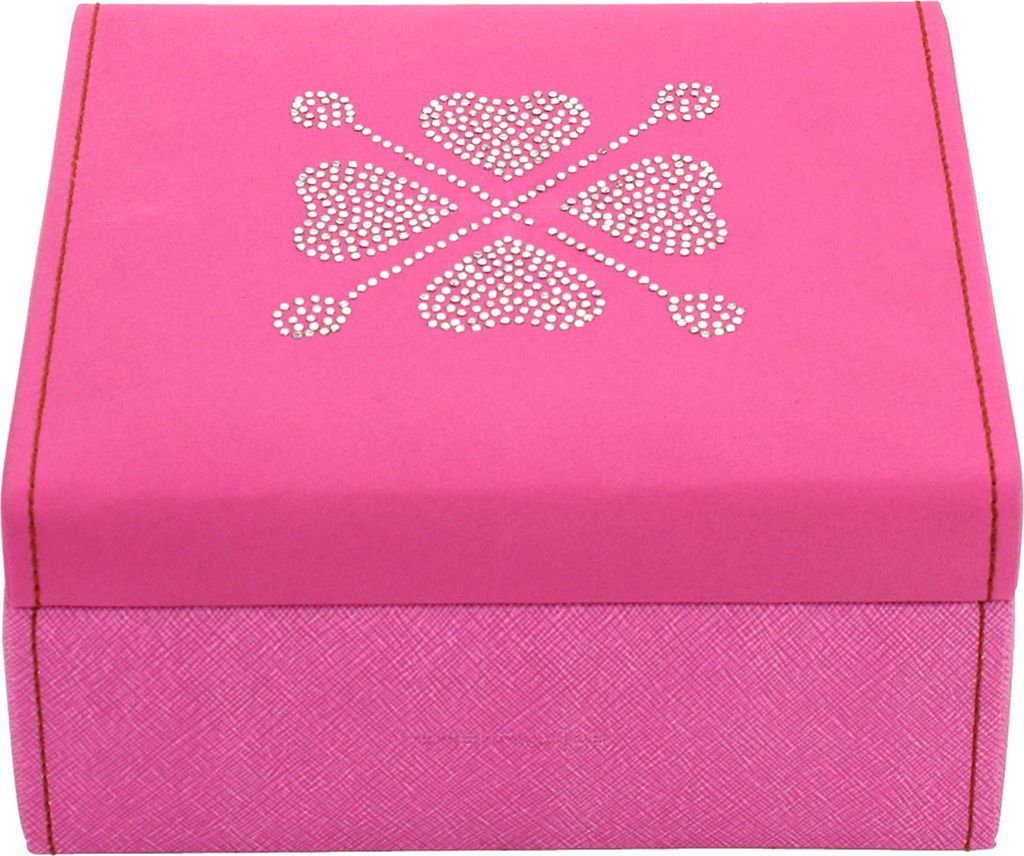 Friedrich Lederwaren Schmuckkasten, Baccara, flach, Blume aus Strass, Mikrofaser/Feinsynthetik, pink, 20102-4