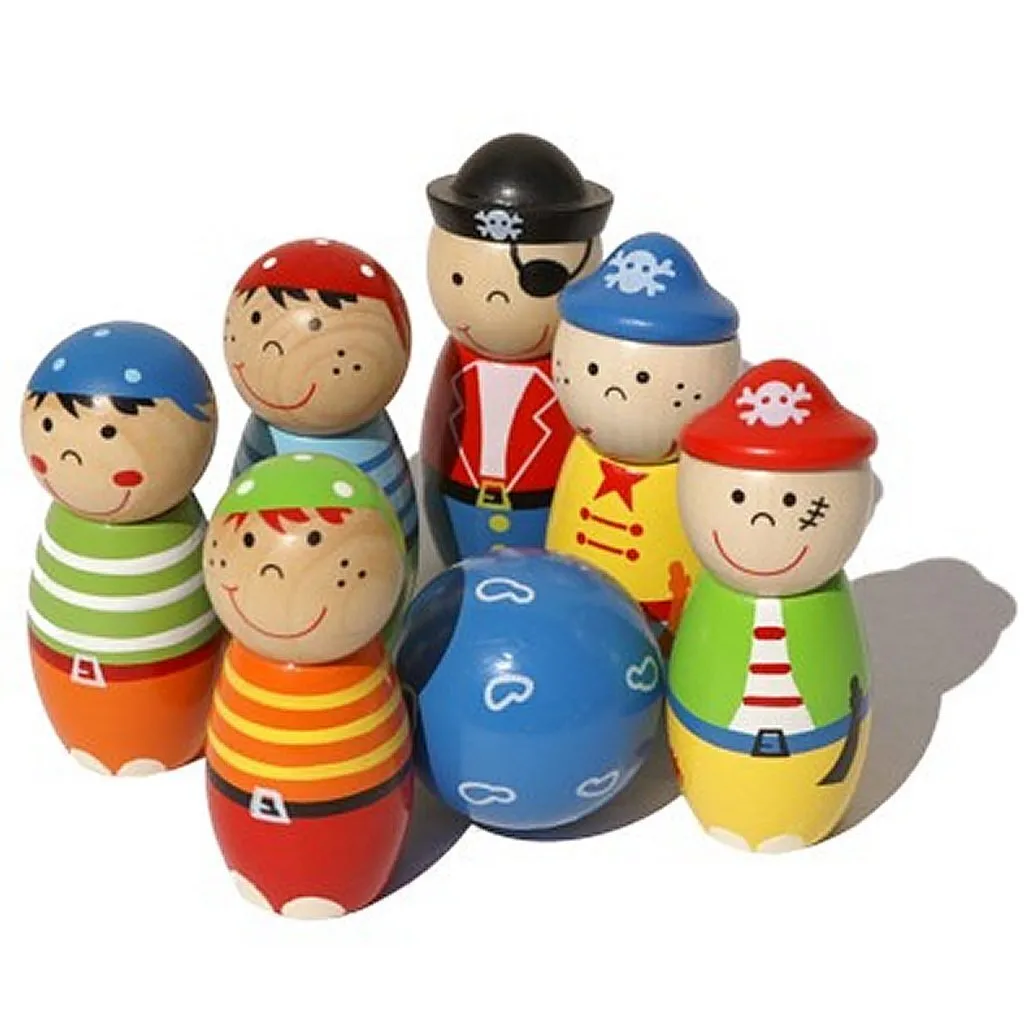 Jeu de Quilles Pirates en Bois Durable avec Finitions Détaillées