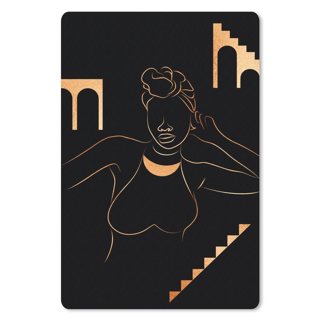 MuchoWow Mauspad Mousepad Frau - Gold - Strichzeichnung 40x60 cm - Mousepads - Maus Mat - Pad - Mausunterlage - Schreibtisch Accesoire
