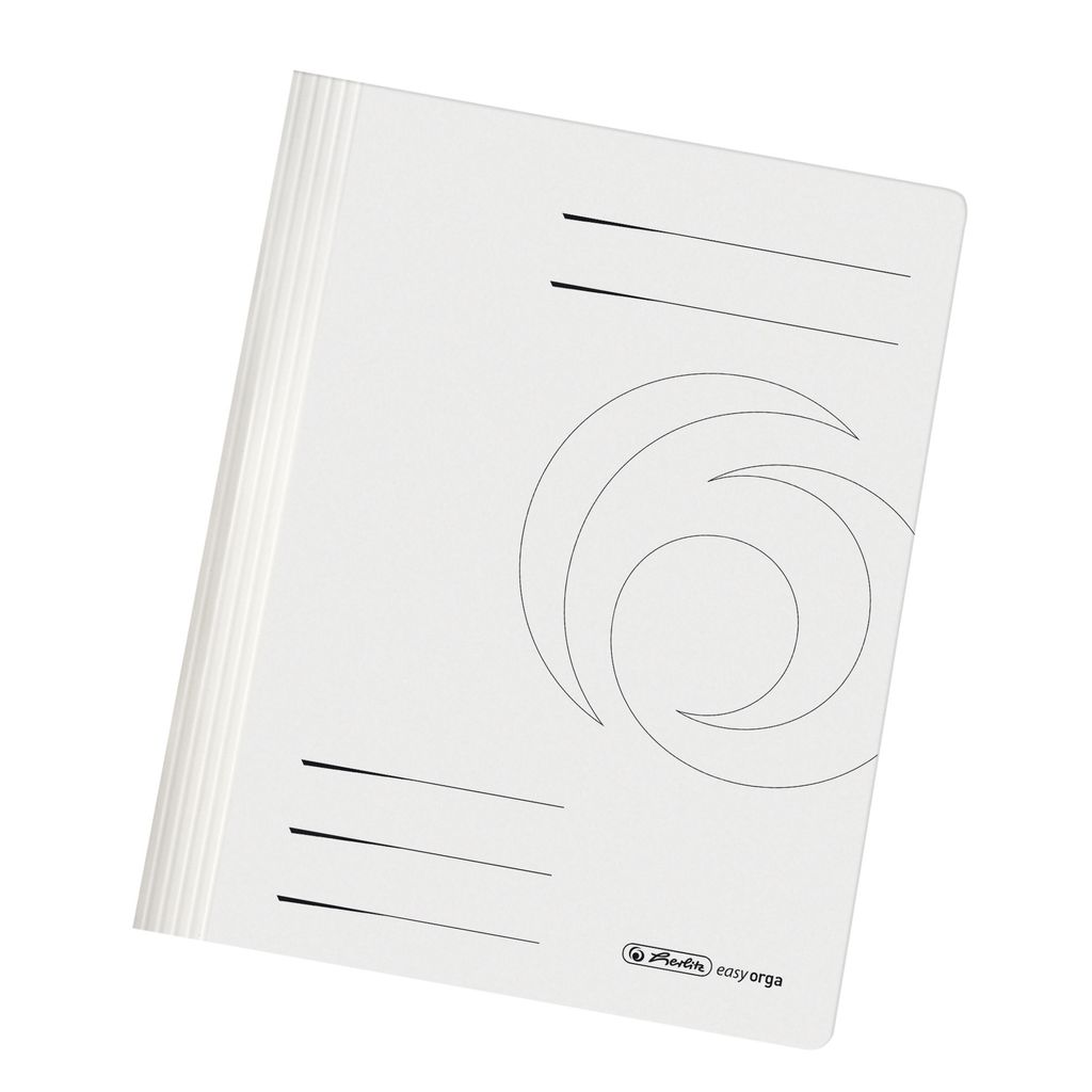 A white Herlitz Schnellhefter easyorga DIN A4 Manilakarton is shown against a white background.