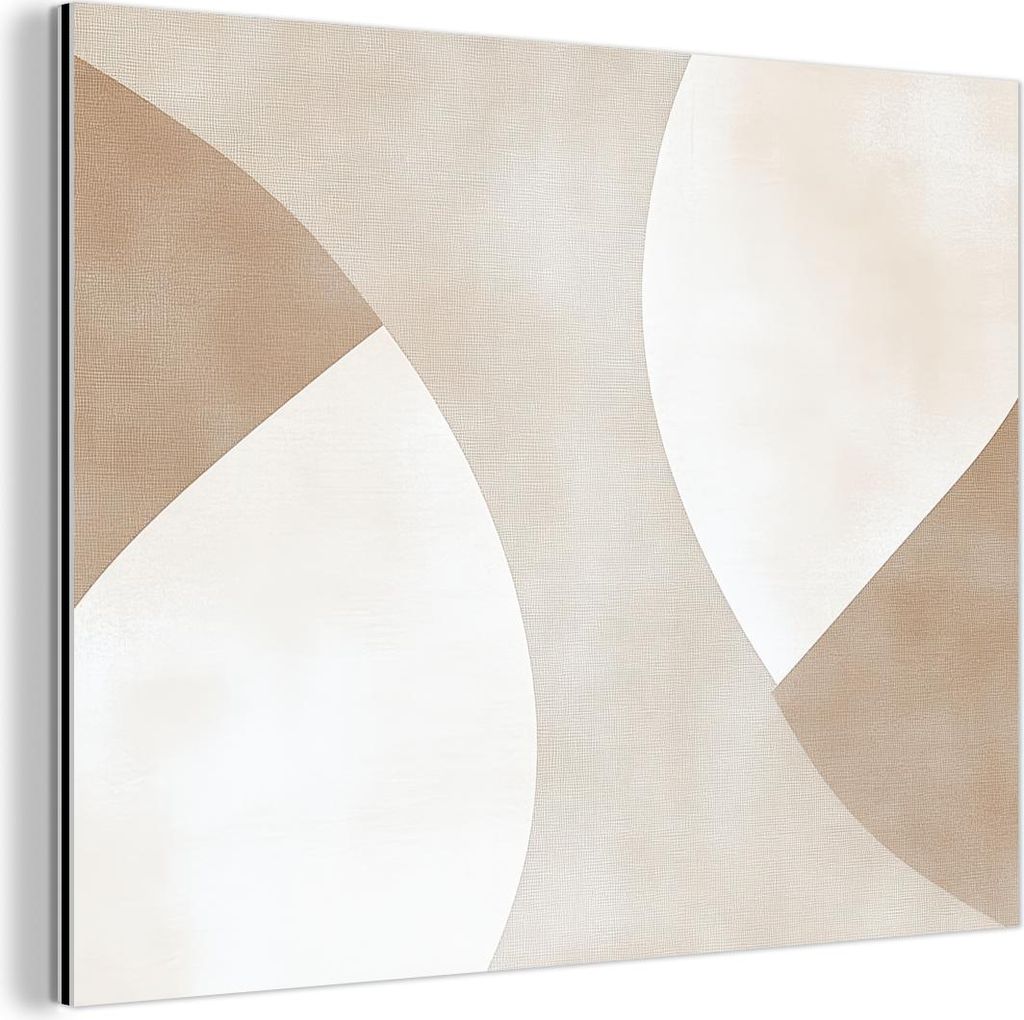 MuchoWow Wanddekoration Metall Metallbild Wandkunst 80x60 cm Braun - Japandi - Abstrakt MuchoWow Aluminium Gemälde - Alubild