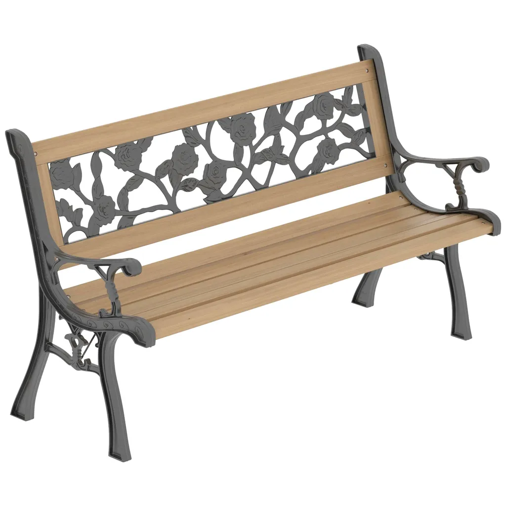 Banc de Jardin Vida 3 Places en Bois Style Rose pour Terrasse Extérieure