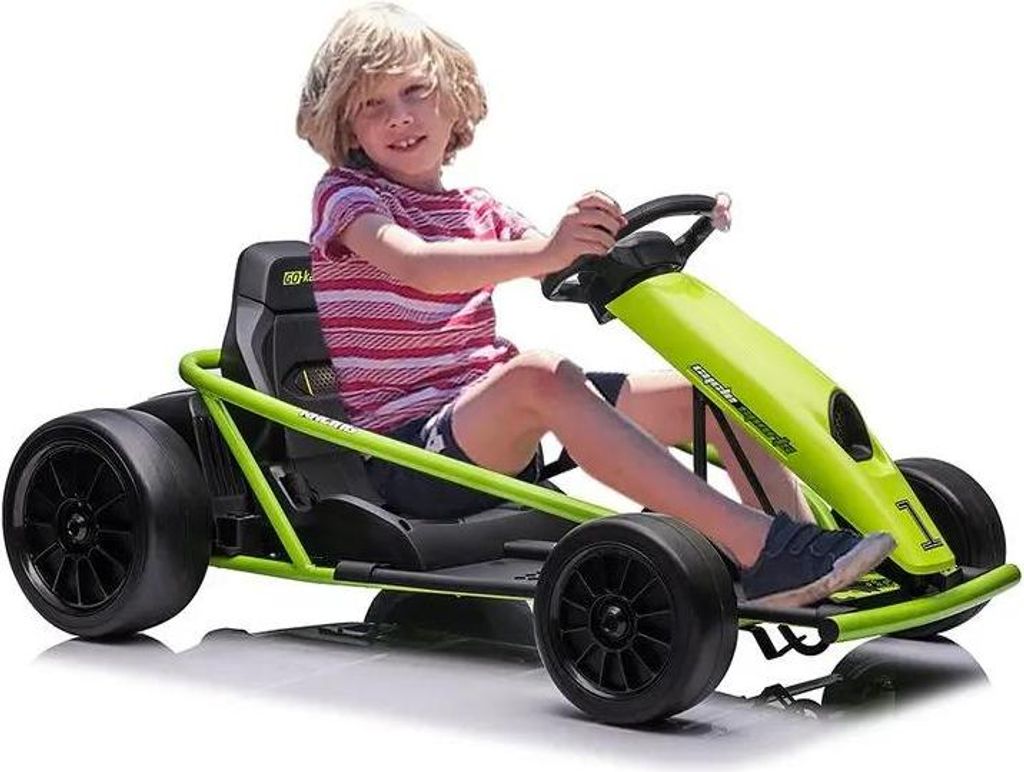Kinder Elektro Gokart - Drift Kart - Akku 24V - Motoren 2x300W - Geschwindigkeit 8 km/h - Vier Räder - Ab 14 Jahren - Blau