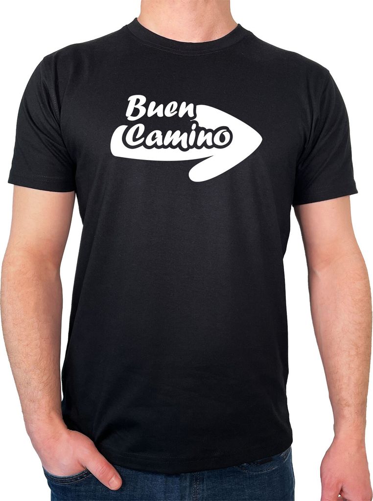 Huuraa Herren T-Shirt Buen Camino Pfeil XL Black Bio Baumwolle Fairtrade Herrenshirt Geschenkidee