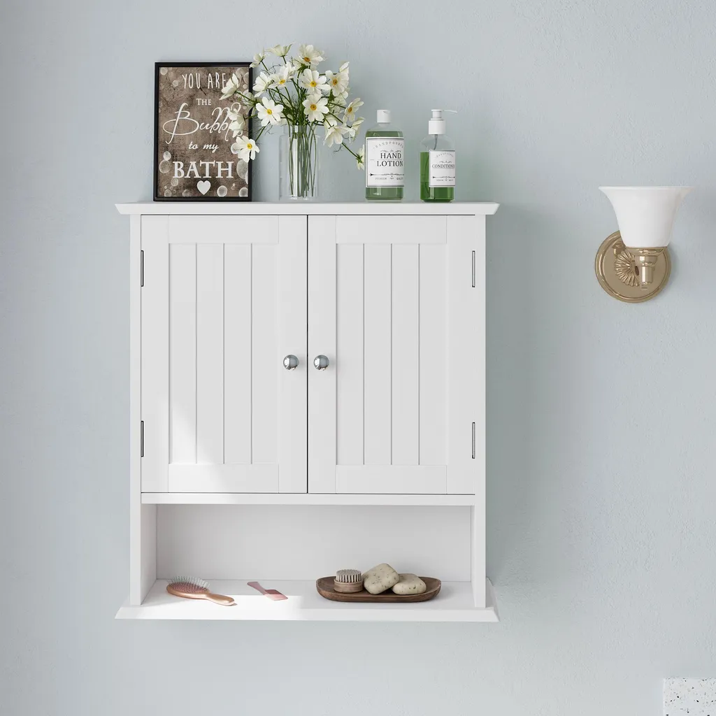 Mobiletto Portaoggetti Bagno 2 Ante | Scaffale Bianco Multiuso - 2