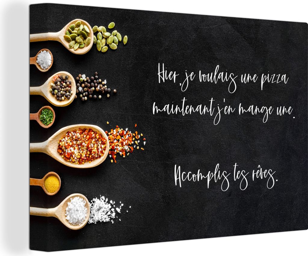 OneMillionCanvasses - Leinwandbilder - 140x90 cm, Pizzaliebhaber - Sprichwörter - Zitate - Hier, je voulais une pizza, Wandbilder Kunstdruck Wan...