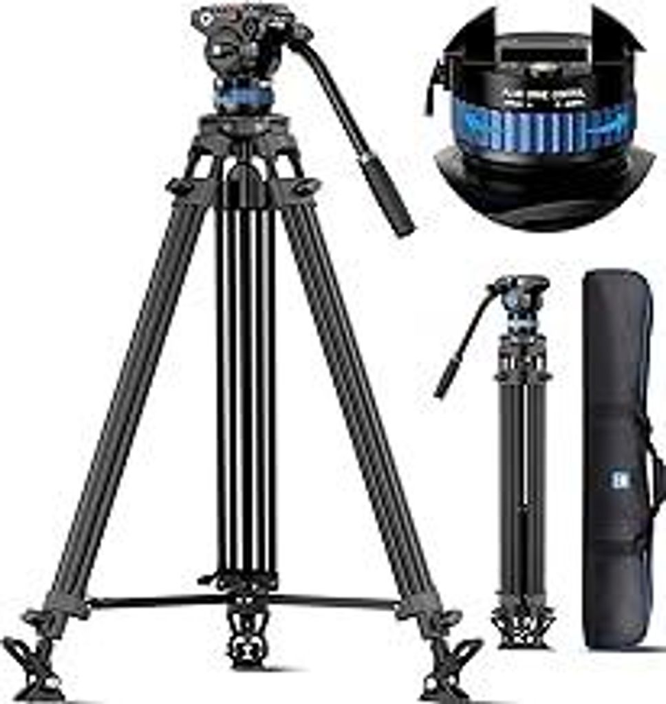 SIRUI Profi Videostativ mit Fluidkopf AM-25S, 190cm professionelles Aluminium Dreibein-Stative für Camcorder Kameras DSLR, Max Belastung 10KG