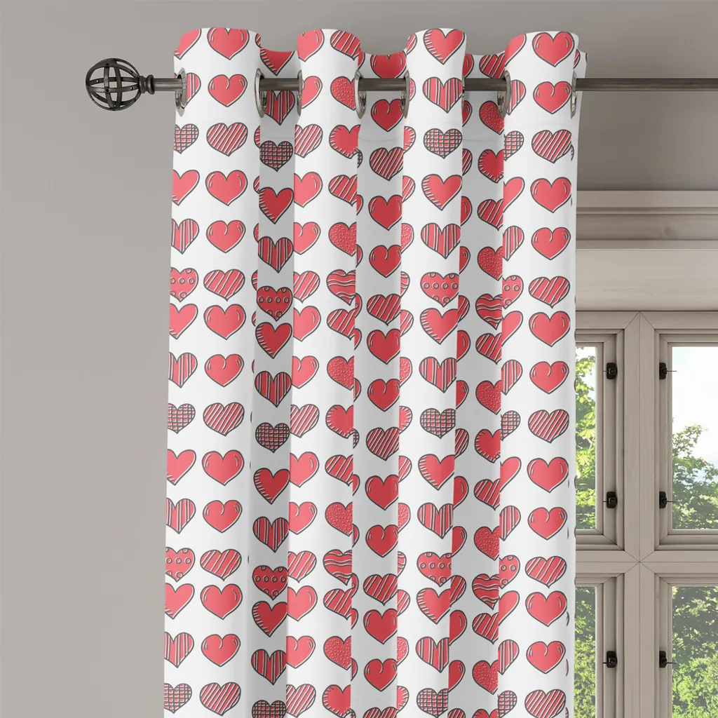 Rideaux décoratifs 2 panneaux Saint-Valentin Style Romantique Gris - 2