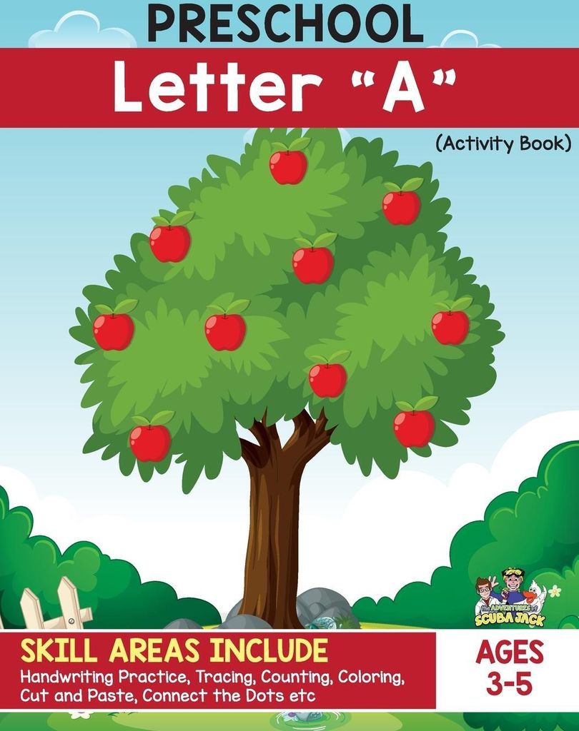 Preschool - Letter "A" Handwriting Practice Activity Workbook. Apple and Apple Picking Theme!